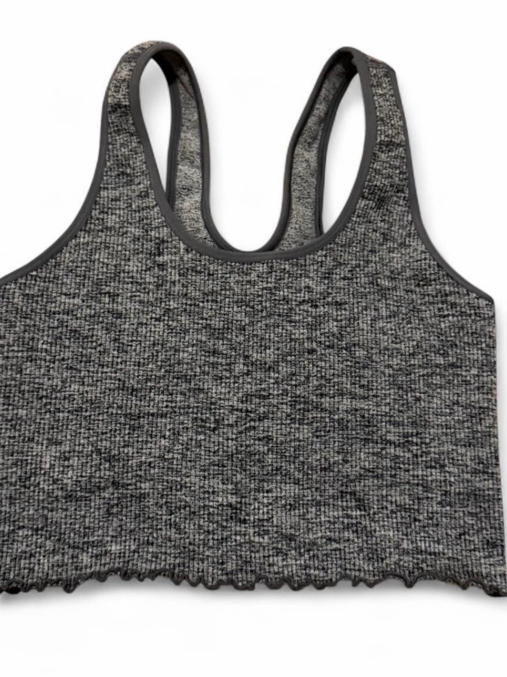 Spiritual Gangster gray no amor ribbed lettuce  Crop tank Top